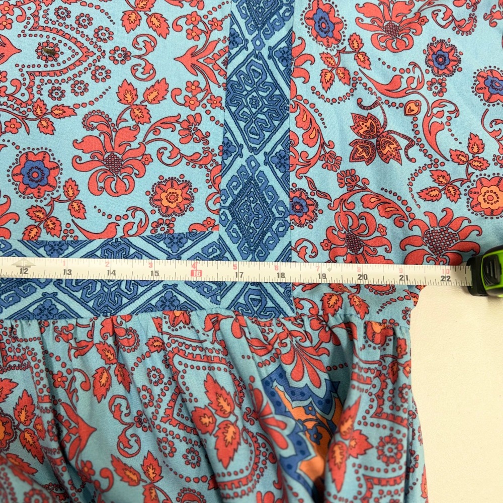 Signature by Robbie Bee Blue Orange Paisley Floral Kimono Sleeve Mini Dress XL - Picture 12 of 13